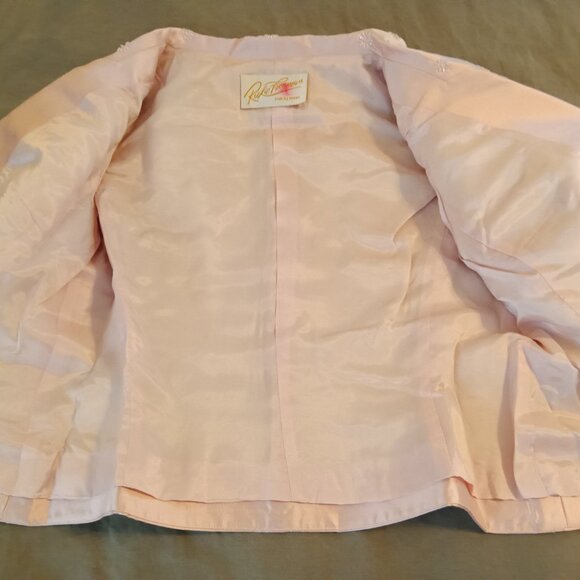 Rickie Freeman for TJ Nites Retro Beaded Blazer Jacket Beaded Blush Pink… - Picture 8 of 11